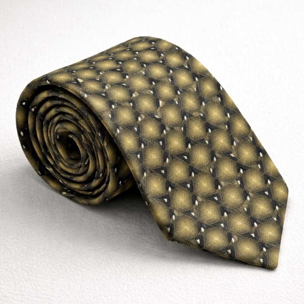 Carnaval de Venise Silk Geometric Tie Gold Black Italian Business Casual Office